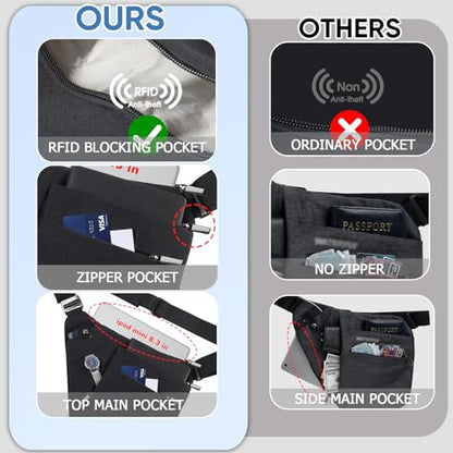 VADOO Sling Bag - Anti-theft Crossbody Shoulder Bag for Men and Women - color: Black-rfid