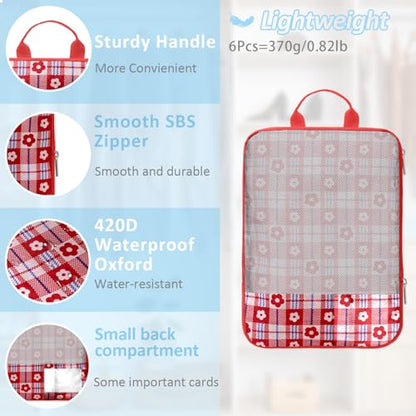 Geometric Flower Compression Packing Cubes for Travel (7 Piece) - Tear-Resistant Compression Bags with Separate Shoe Compartment Essential Bag - color: Black-4