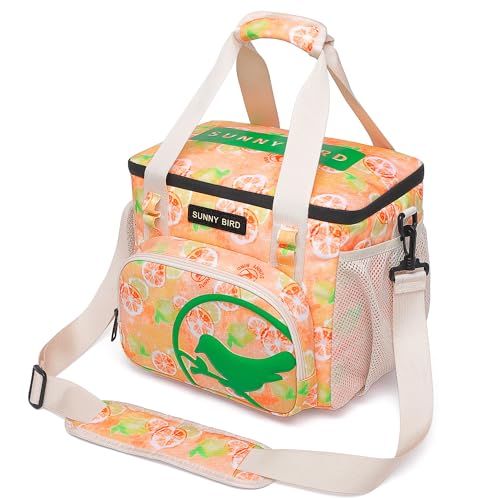 SUNNY BIRD 12L Large Insulated Lunch Bag, Leakproof and Foldable Lunch Cooler Box for Women Adult and Men, Fits 18 Cans (Grapefruit Pink) - color: Grapefruit Pink