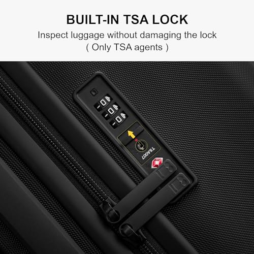 LEVEL8 Luggage Sets 2 Piece, 20/28 inch Hardshell Suitcases Sets, Lightweight Luminous Textured Hardside with Spinner Wheels, Tsa Lock, 2-Piece Set (20/28), Black - color: Black, size: 2-Piece Set (20/28)