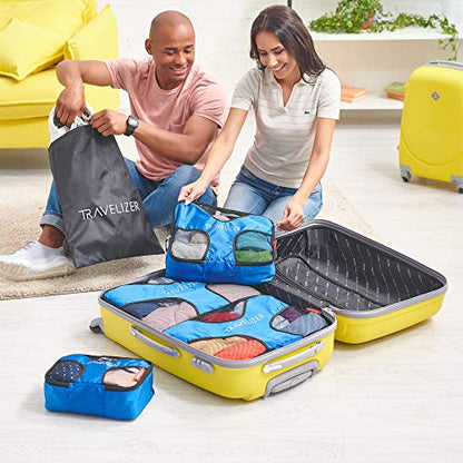 Travel Packing Cubes 5 pcs Luggage Organizer Set for Bag & Suitcase - color: Blue