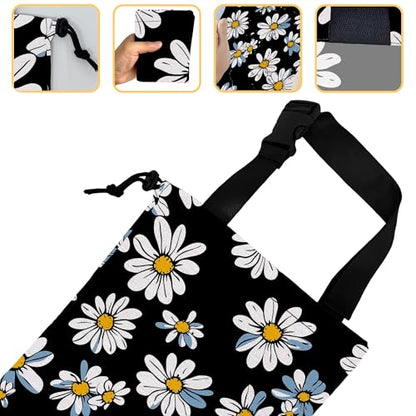 White Daisy Flowers Car Trash Bag, Strap Drawstring Car Garbage Bags,Car Back Seat Organizer with Adjustable Buckle for Car Accessories - color: White Daisy Flowers