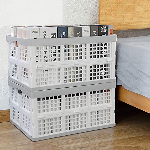 Vababa 28 L Plastic Collapsible Storage Bins, Stacking Utility Foldable Basket, Set of 3 - size: 28 L