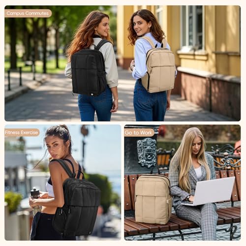 CLUCI Lightweight Travel Backpack Carry on Flight Approved, Puffy Gym Backpack with Shoe Compartment, Personal Item Travel Bag, 15.6 inch Laptop Backpack for Weekender Business - color: Soft Black