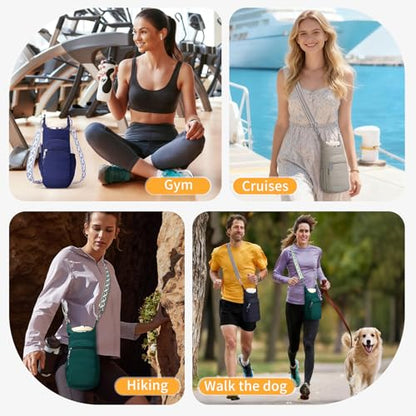 Water Bottle Bag 40 oz Crossbody Bag Insulated Carrier Purse Holder for Walking Hiking with Adjustable Strap - color: Light green
