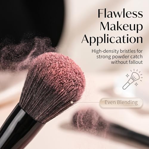 BS-MALL Makeup Brush Set 18 Pcs Premium Synthetic Foundation Powder Concealers Eye shadows Blush Makeup Brushes with black case (C-Black） - color: C-Black
