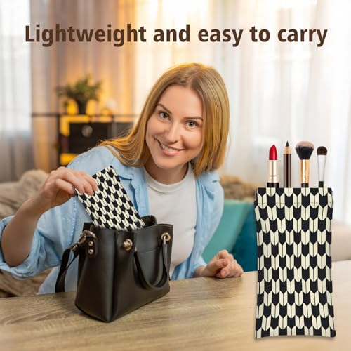 Eyeglasses Sunglasses Case PU Soft Squeeze Top Glasses Pouch for Women Men,Floral Pattern Portable Anti Scratch - color: Black and White Japanese Pattern