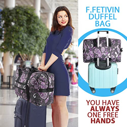 F.FETIVIN Weekender Bag Carry On Travel Duffle Medium Overnight Bag for Women(Purple Paisley) - color: 1-Purple Paisley