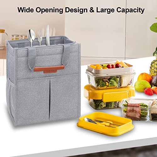 Lacdo Lunch Bag for Women Men Insulated Lunch Tote Bags Waterproof Reusable Lunch Box Soft Cooler with Pockets for Work Travel Picnic, Gray - color: Gray