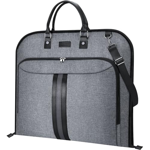 BALEINE Travel Garment Bag, Travel Suit Bag for Men, Water Resistant Carry on Garment Bag for Hanging Clothes, Garment Duffel Bag for Travel Business (Grey) - color: Grey