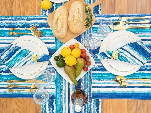 YiHomer Indoor Outdoor Tabletop for Spring Summer Decorations, Picnics and Dinner Parties - Stain and Water Resistant, Napkin Set, 20 x 20, Crayon Art (Ocean) - size: 20" x 20" (Set of 6)