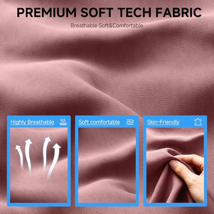 GTPLAYER Gaming Chair,Office Chair with Pocket Spring Lumbar Support, Ergonomic Comfortable Wide Office Desk Computer Chair with Outward Fixed Soft Armrests and Footrest (Fabric, Pink) - color: Pink Grey