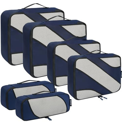 BAGAIL 6 Set Packing Cubes,Travel Luggage Packing Organizers - color: The Navy, style: 6 Set