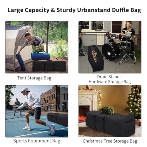 Urbanstand 52 Inch Extra Large Duffle Bag for Travel, 190L Sports Gear Storage Bag with 2-way Lockable Zippers, Long Duffel Bag for Tent Camping Moving tripod (Black) - color: Black, size: 52inch