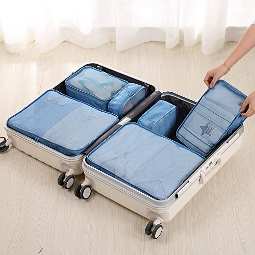 JJ POWER Travel Packing Cubes, Luggage Organizers with Shoe Bag - color: Sea Blue