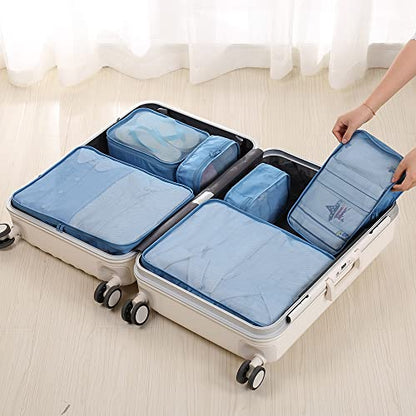 JJ POWER Travel Packing Cubes, Luggage Organizers with Shoe Bag - color: Sea Blue