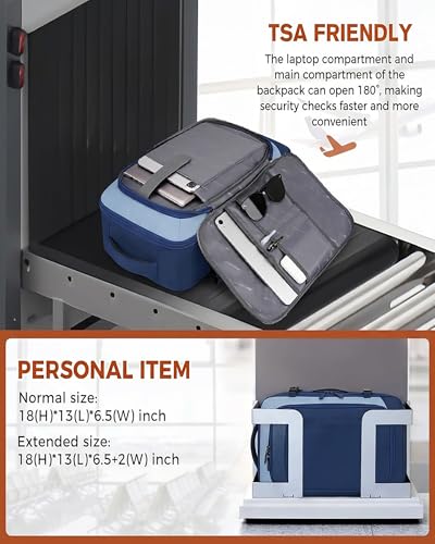 Vancropak 40L Carry On Travel Backpack, Flight Approved Expandable Weekender Bag with 3 Packing Cubes, Suitcase Backpack Fits 17" Laptop, Water Resistant Anti Theft Daypack Bag for Men Women, Blue - color: Blue