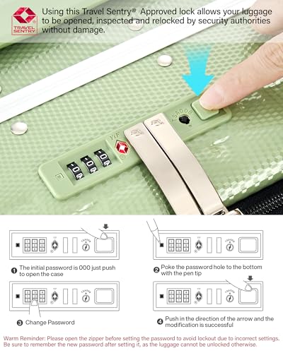 Hanke 20 Inch Carry-On Luggage with Wheels PC Hard Shell Suitcases Top Opening Aluminum Frame Travel Luggage Suitcases for Woman Men.(Bamboo Green) - color: Bamboo Green, size: 20 Inch