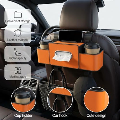 3-in-1 Backseat Car Organizer with Dual Cup Holders,Tissue Box & Phone Holder, 2026 Upgraded Car Seat Back Storage Box,Multifunctional Waterproof Storage for Daily Driving & Travel（Black）