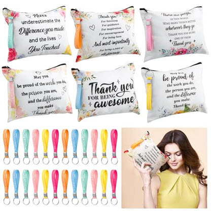Panelee 48 Pcs Graduation Inspirational Gifts Makeup Cosmetic Bag Bulk with Zipper Keychain Bibles Employee Appreciation Makeup Bags Motivational Gift for Ladies Women Teacher Coworker Gifts - style: Delicate Style