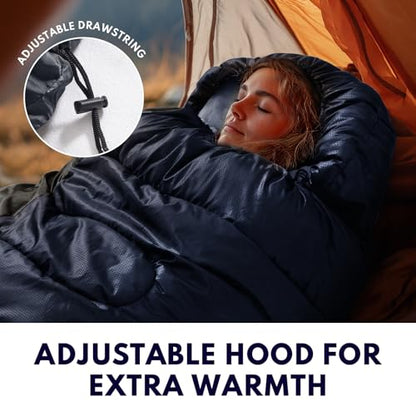 XXL Winter Sleeping Bags for Adults Cold Weather,Camping Sleeping Bag for Kids with Compression Sack,4 Season Camping Essentials Gear for Hiking,Traveling,Outdoor,Backpacking,Climbing