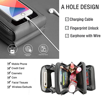 Crossbody Cellphone Purse Women Touch Screen Bag RFID Blocking Wallet Handbag Shoulder Strap - color: Grey-medium, size: Small
