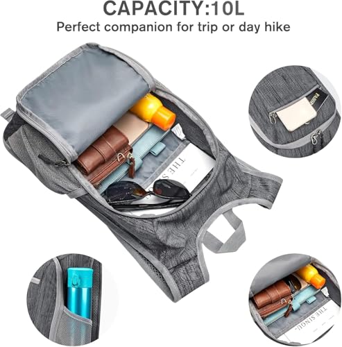 G4Free 10L/15L Hiking Backpack Lightweight Packable Hiking Daypack Small Travel Outdoor Foldable Shoulder Bag - color: Black, size: 10L