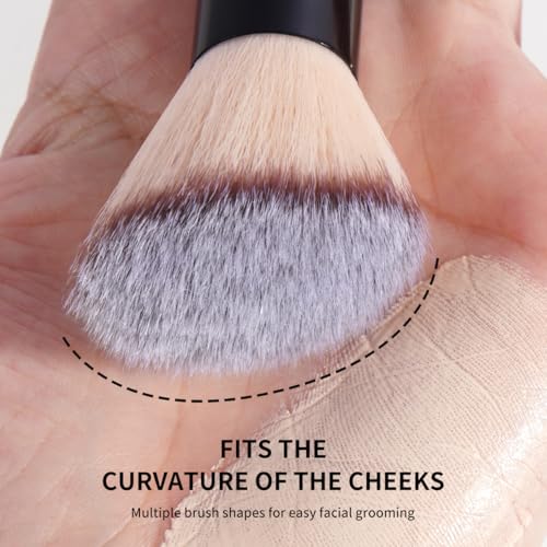 MAANGE 13 PCS Makeup Brushes Professional Make Up Brushes Premium Synthetic Powder Concealers Brushes Travel Makeup Brush Set with Case (Black) - color: Black