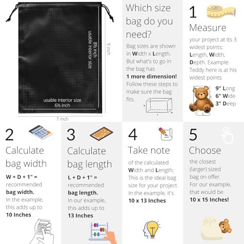PALTERWEAR Tech-Weave PU-Coated Drawstring Bags (Set of 5) Water-Resistant, Directional-Stretch Travel Organizers for Gym, Beauty, Tech Gear - Strong Wipe-Clean (Black 3D, 7 x 9 In) - size: 7 x 9 In