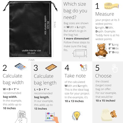 PALTERWEAR Tech-Weave PU-Coated Drawstring Bags (Set of 5) Water-Resistant, Directional-Stretch Travel Organizers for Gym, Beauty, Tech Gear - Strong Wipe-Clean (Black 3D, 7 x 9 In) - size: 7 x 9 In