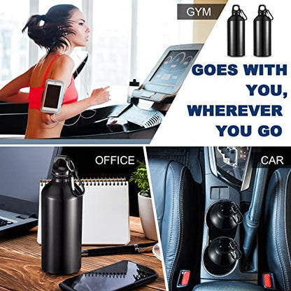 CHENGU Aluminum Water Bottle 20 oz Reusable Bottles Lightweight Leak Proof Aluminum Sports Travel Bottles with Twist Cap Buckle for Gym, Hiking, Cycling, Camping, Fishing - color: Black