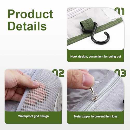Ostomy Travel Bag - Hanging Ostomy Supplies Bag for Colostomy, Ileostomy, Foley Catheter, Medical Supplies Organizer (Light Green)