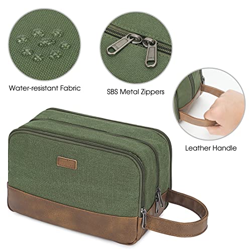 WANDF Travel Toiletry Bag for Men Large Toiletries Shaving Bag Water Resistant Hanging Dopp Kit Travel Accessories Bag for Women Men (Green) - color: Green