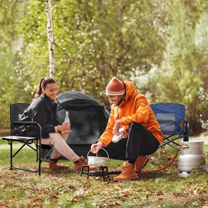 Yestomo Camping Chairs, Folding Chairs for Outside, Directors Chairs Foldable Adults Heavy Duty,Support to 450LBS - color: Black/Grey