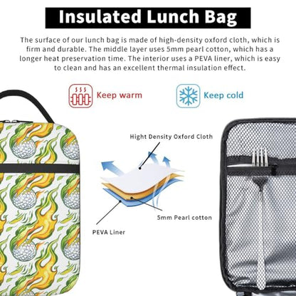 Insulated Lunch Box for Kids Boys Girls, Reusable Lunch Bag for School, Office, Work, Picnic, Travel, Golf Ball Lunch Box - color: lunch box 79