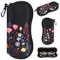 Sunglasses Case with Belt Clip, Ultra Light Neoprene Zipper Soft Padded Glasses Case for Women Men - color: Night Flower