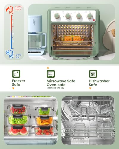 KEMETHY 40 PCS Glass Food Storage Containers with Lids(20 Container & 20 Lid), Borosilicate Glass Meal Prep Containers for Kitchen Storage and Organization, BPA-Free, Leak Proof, Reusable