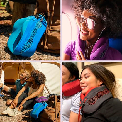 Cabeau Long Haul Flight Cooling Travel Neck Pillow – Evolution Cool – Supportive Memory Foam with Airflow Vents – Compact with Carrying Case (Black) - color: Black