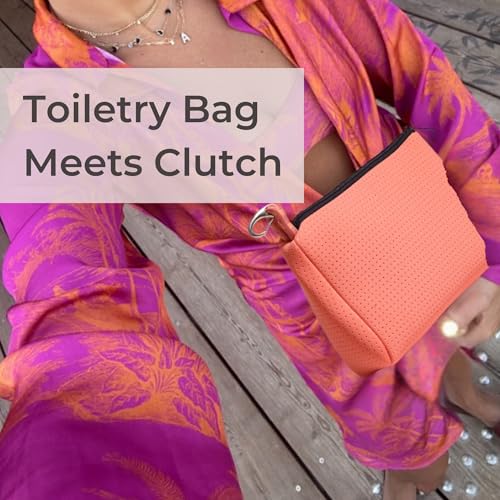 POPUPS Large Makeup Bag with Zipper - Waterproof Neoprene Cosmetic Bag 7.7 x 10.75 x 5 inches - Pouch Blushing Pink - color: Basic Blushing-Pink