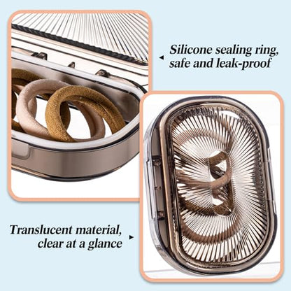 Kigley 4 Pcs Hair Tie Container Small Portable Travel Cotton Swab Holder Flosser Dispenser with Lid Plastic Box Beads Storage Containers for Small Items, 3.94 x 2.76 Inch (Gray) - color: Gray