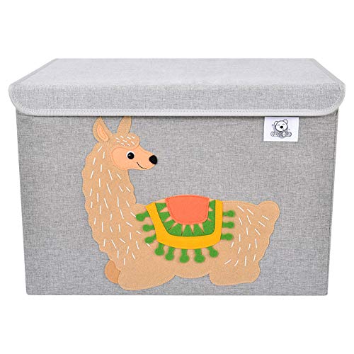 Foldable Large Kids Toy Chest with Flip-Top Lid, Collapsible Fabric Animal Toy Storage Organizer/Bin/Box/Basket/Trunk for Toddler, Children and Baby Nursery (Llama) - color: Llama