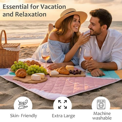 Exclusivo Mezcla Extra Large Waterproof Picnic Blankets 3 Layer, Sandproof and Foldable Outdoor Blanket for Beach Camping, Park and Travel - color: Abstract Red