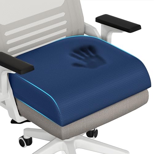 TranquilRelax 2XL Seat Cushion, Memory Foam Cushion for Long Sitting Hours on Office Chair, Car Seat, Non-Slip Chair Pad for Sciatica, Coccyx, Tailbone Pain Relief & Post-Surgery Recovery (Blue) - color: Blue, size: 2XL-Large