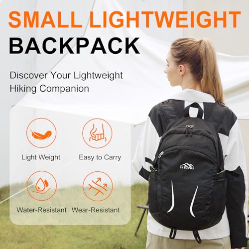 Small Hiking Backpack 35L Travel Lightweight Hiking Packable Daypack Water-Resistant Foldable Backpacks for Women Men Camping (Black) - color: Black, size: 35L