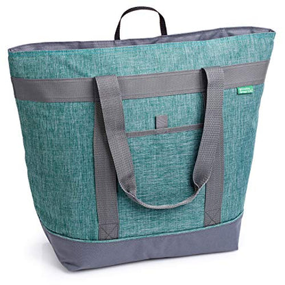Jumbo Insulated Cooler Bag (Green) with HD Thermal Insulation - Premium, Collapsible Soft Cooler Makes a Perfect Insulated Grocery Bag, Food Delivery Bag, Travel Bag, Beach or Picnic Bags - color: Green