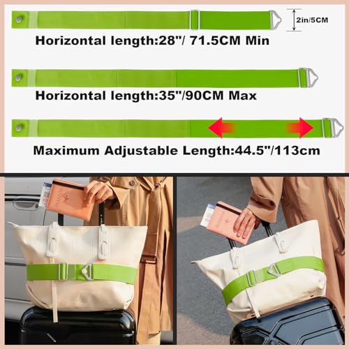 TOOVREN 2-in-1 Travel Belt for Luggage Straps Add a Bag Bungees Suitcase Luggage Strap Over Handle Suitcases Belt for Carry On Bag Adjustable Backpack Attachment Airport Travel Accessories Green - color: Green