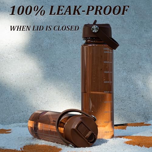 GOPPUS 20oz Clear Water Bottle with Flip Straw, Lightweight, Leakproof, Easy Carry and BPA-Free, Tritan Water Bottlefor Sport, Travel, Outside (Mocha) - color: Mocha, size: 20 Ounces