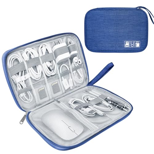 Lcsmaokin Electronics Travel Organizer,Portable Waterproof Electronic Travel Storage Bag for Small Charging Cord Storage,Charger,Small Electronics,SD Card etc,for Travel,Business -Navy Blue - color: A-Navy Blue, size: Single Layer