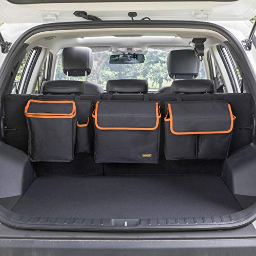Deluxe Trunk and Backseat Organizer for Medium or Large Size SUVs & RVs, Detachable Storage Modules with Built-in Cooler, Patent Pending - color: Black/Orange, size: L) Compact & Mid Size Suv