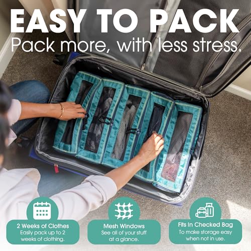 Pack Gear Hanging Suitcase Organizer - Our XL Hanging Luggage Organizer Perfectly Fits Any Suitcase - Our Packing Cubes for Travel Use Mesh Windows to Make Finding Any Outfit Easy (Green, XL) - color: Green, size: X-Large (Check-In)